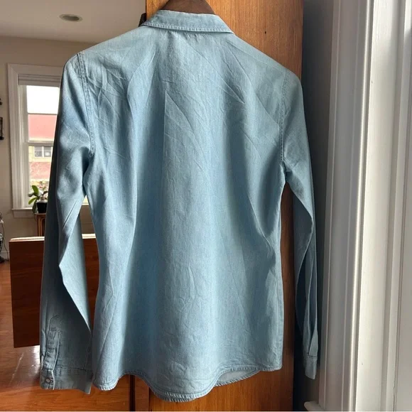 Denim Chambray Shirt with Fringe - Picture 2 of 6